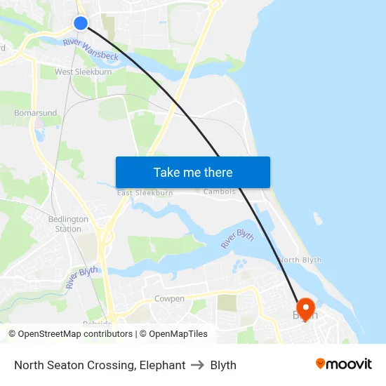 North Seaton Crossing, Elephant to Blyth map