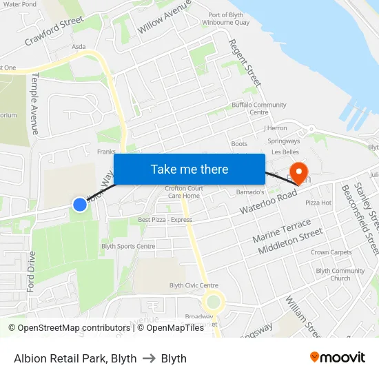 Albion Retail Park, Blyth to Blyth map