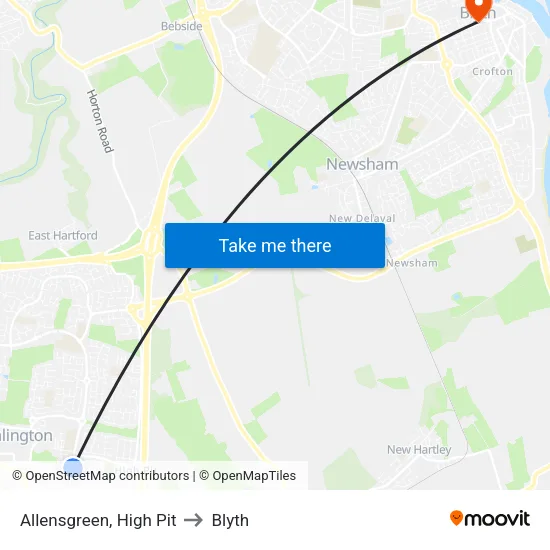 Allensgreen, High Pit to Blyth map