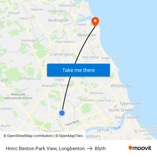 Hmrc Benton Park View, Longbenton to Blyth map