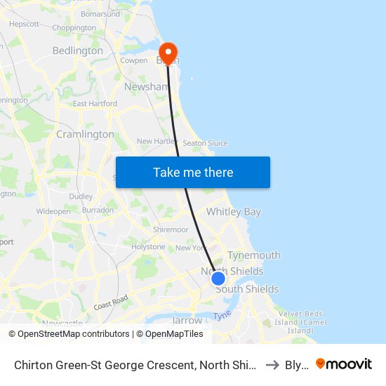 Chirton Green-St George Crescent, North Shields to Blyth map