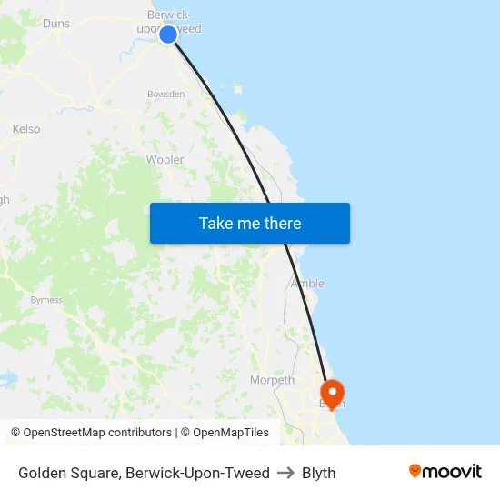 Golden Square, Berwick-Upon-Tweed to Blyth map