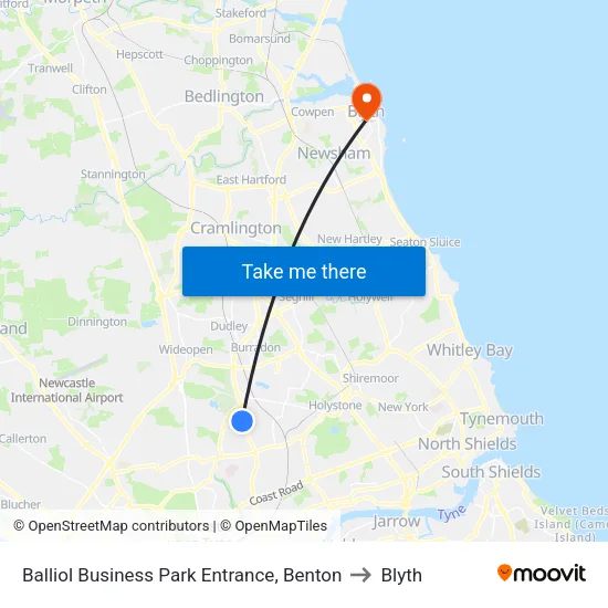 Balliol Business Park Entrance, Benton to Blyth map