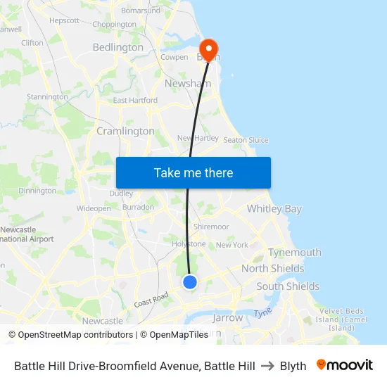 Battle Hill Drive-Broomfield Avenue, Battle Hill to Blyth map