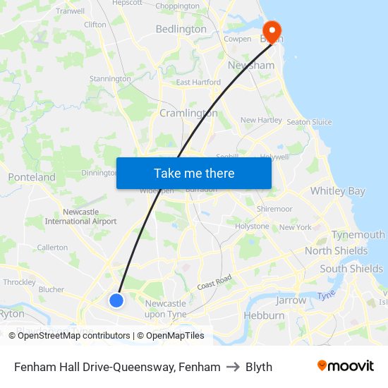 Fenham Hall Drive-Queensway, Fenham to Blyth map