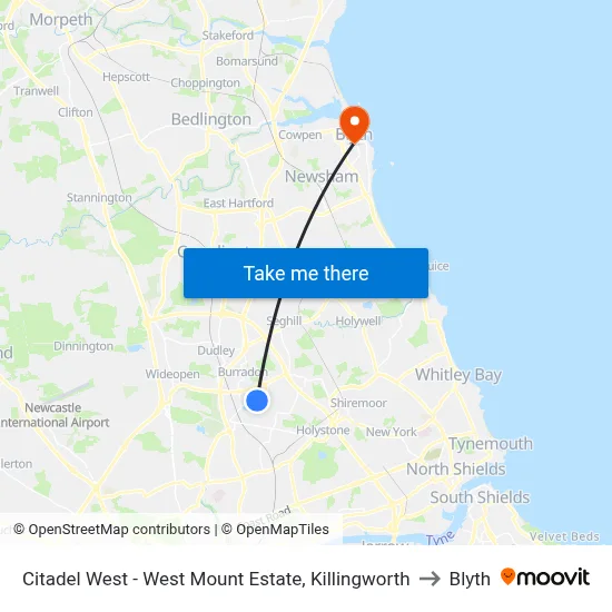 Citadel West - West Mount Estate, Killingworth to Blyth map