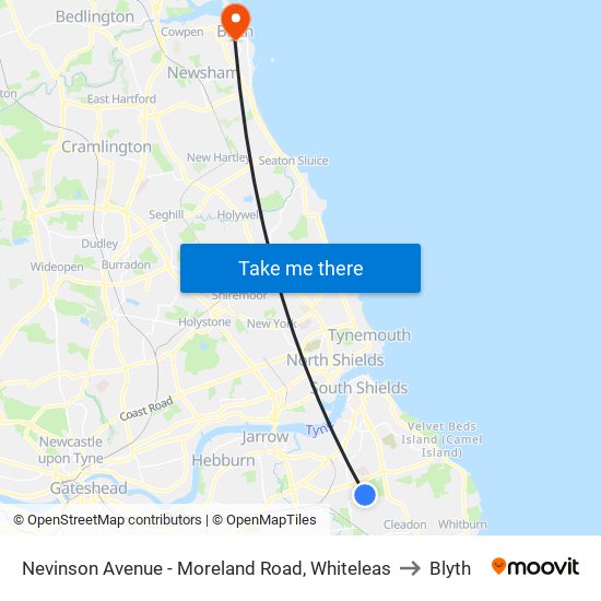 Nevinson Avenue - Moreland Road, Whiteleas to Blyth map