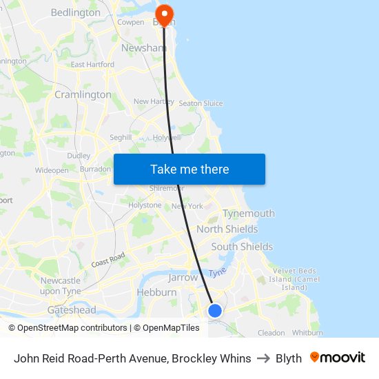 John Reid Road-Perth Avenue, Brockley Whins to Blyth map