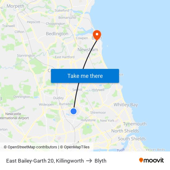 East Bailey-Garth 20, Killingworth to Blyth map