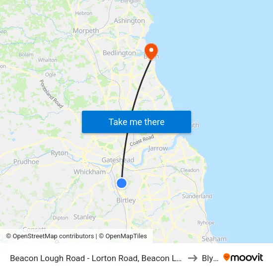Beacon Lough Road - Lorton Road, Beacon Lough to Blyth map