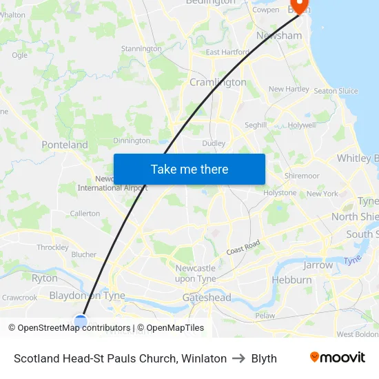 Scotland Head-St Pauls Church, Winlaton to Blyth map