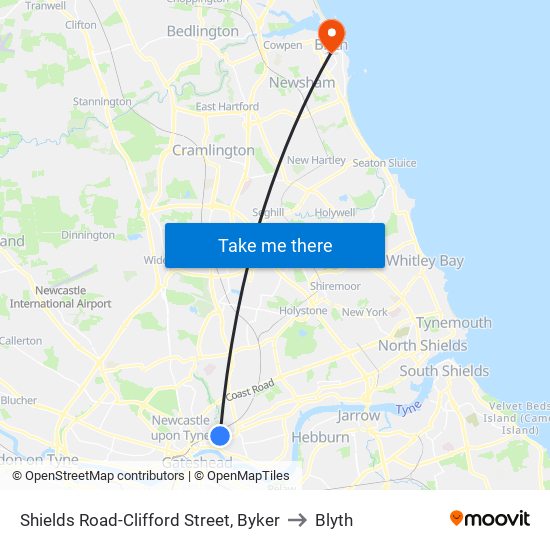 Shields Road-Clifford Street, Byker to Blyth map