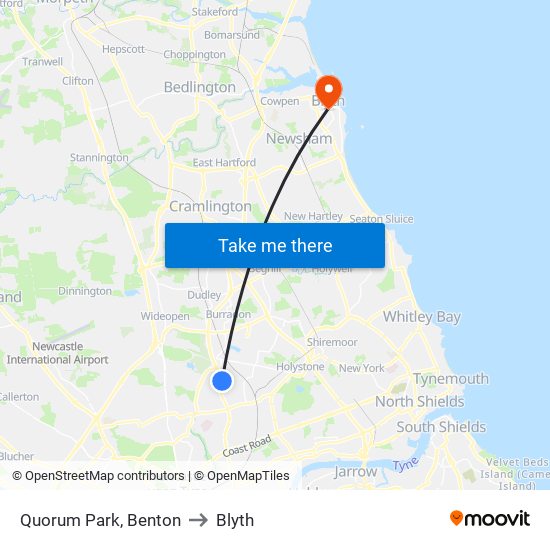 Quorum Park, Benton to Blyth map