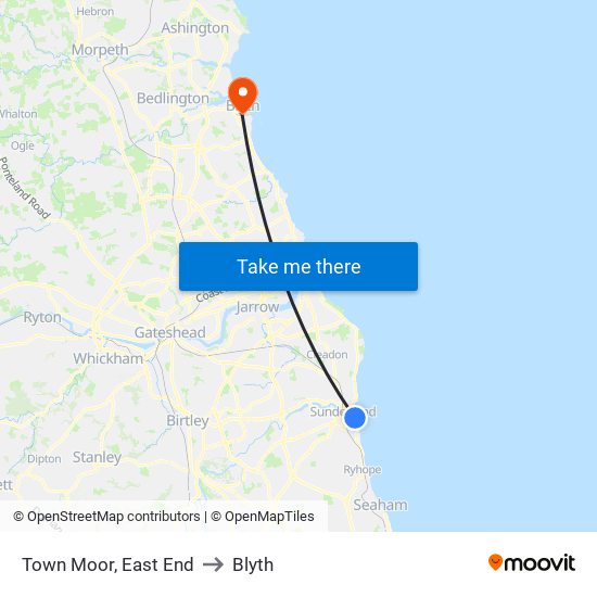 Town Moor, East End to Blyth map