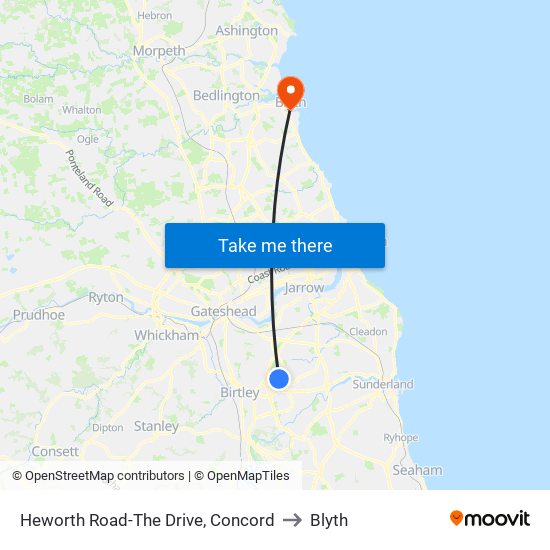 Heworth Road-The Drive, Concord to Blyth map