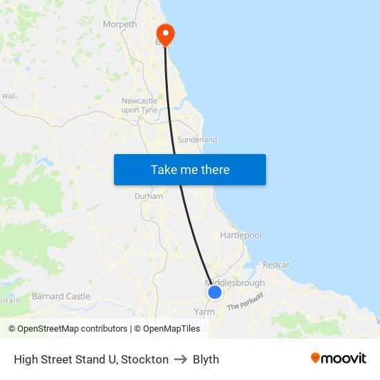 High Street Stand U, Stockton to Blyth map