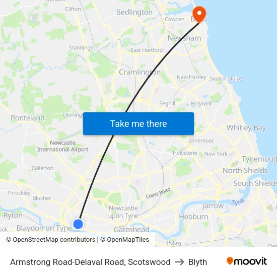Armstrong Road-Delaval Road, Scotswood to Blyth map