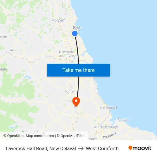 Laverock Hall Road, New Delaval to West Cornforth map