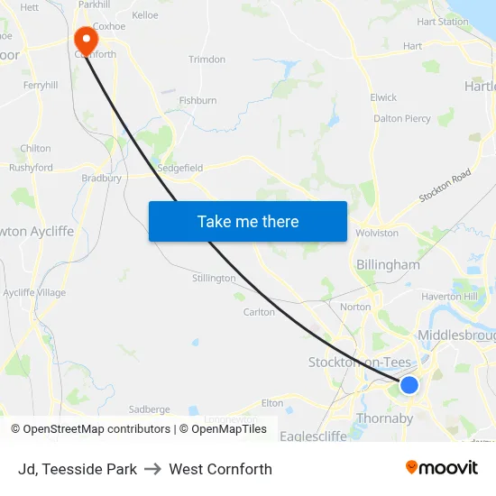 Jd, Teesside Park to West Cornforth map