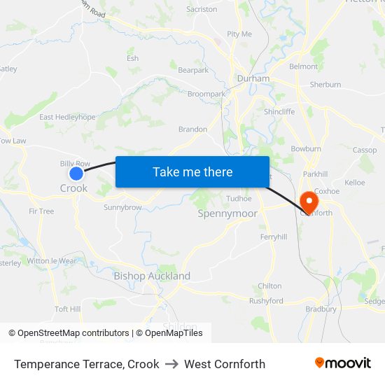 Temperance Terrace, Crook to West Cornforth map