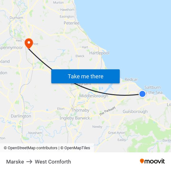 Marske to West Cornforth map