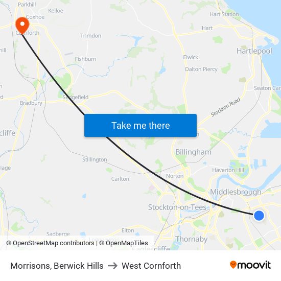 Morrisons, Berwick Hills to West Cornforth map