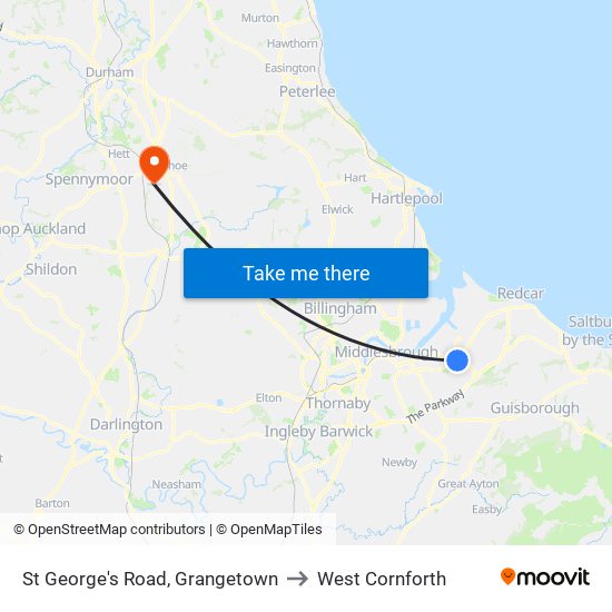 St George's Road, Grangetown to West Cornforth map