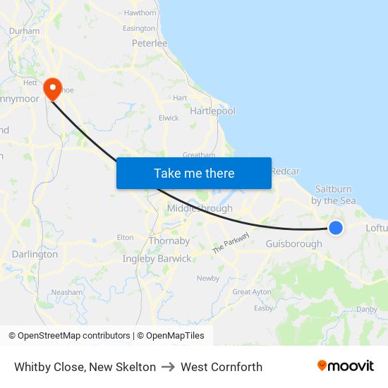 Whitby Close, New Skelton to West Cornforth map