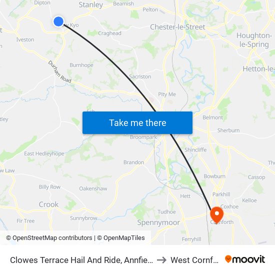 Clowes Terrace Hail And Ride, Annfield Plain to West Cornforth map