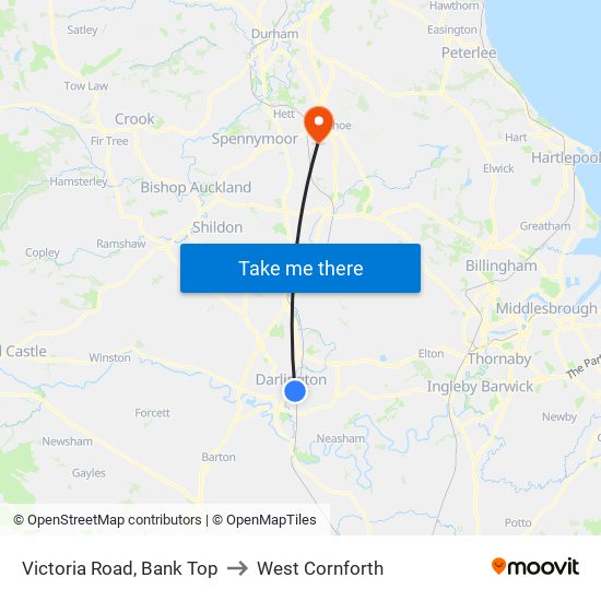 Victoria Road, Bank Top to West Cornforth map
