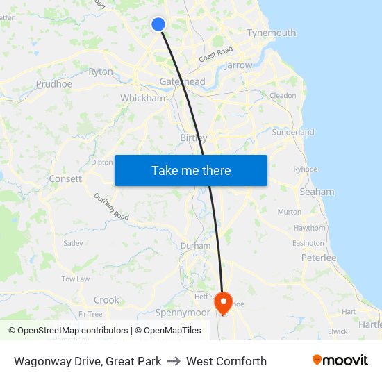 Wagonway Drive, Great Park to West Cornforth map