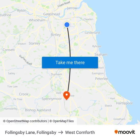 Follingsby Lane, Follingsby to West Cornforth map