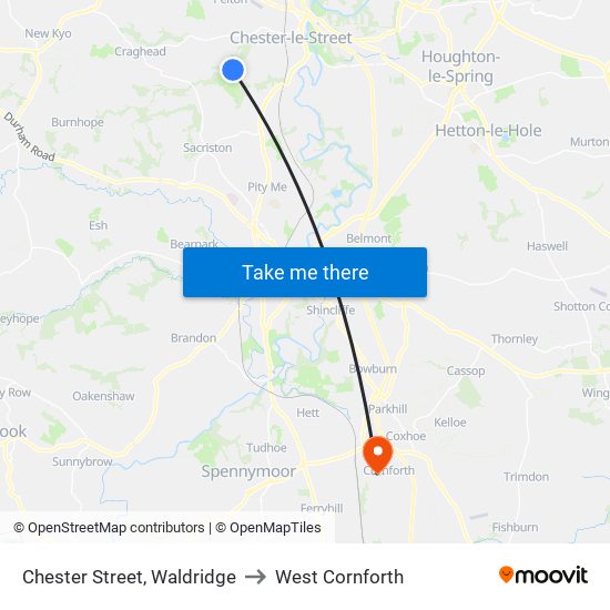 Chester Street, Waldridge to West Cornforth map