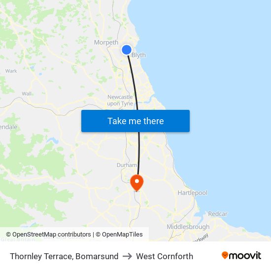 Thornley Terrace, Bomarsund to West Cornforth map