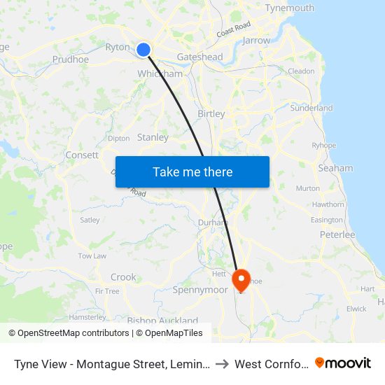 Tyne View - Montague Street, Lemington to West Cornforth map