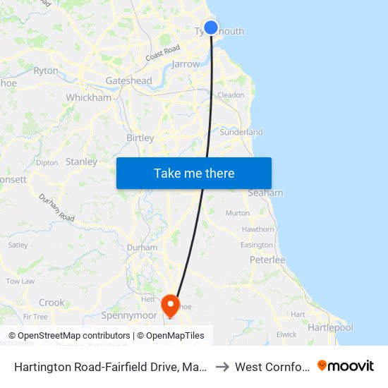 Hartington Road-Fairfield Drive, Marden to West Cornforth map