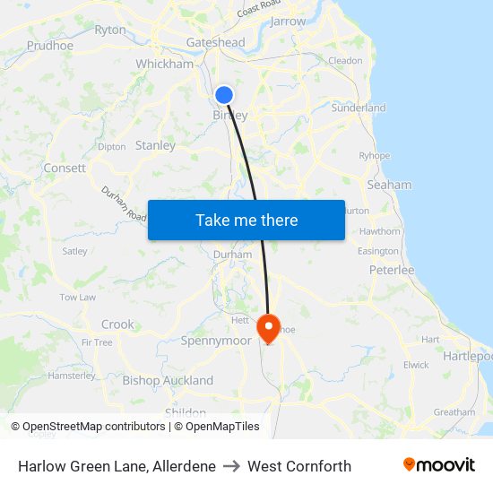 Harlow Green Lane, Allerdene to West Cornforth map