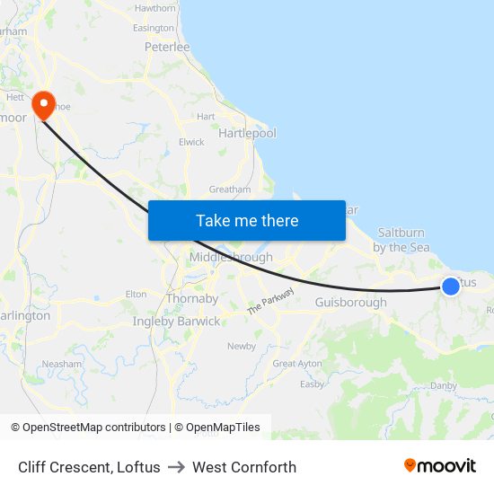 Cliff Crescent, Loftus to West Cornforth map