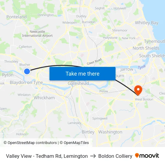 Valley View - Tedham Rd, Lemington to Boldon Colliery map