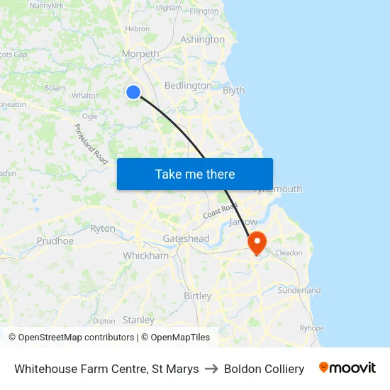 Whitehouse Farm Centre, St Marys to Boldon Colliery map