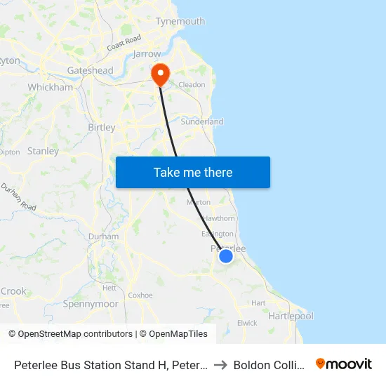 Peterlee Bus Station Stand H, Peterlee to Boldon Colliery map