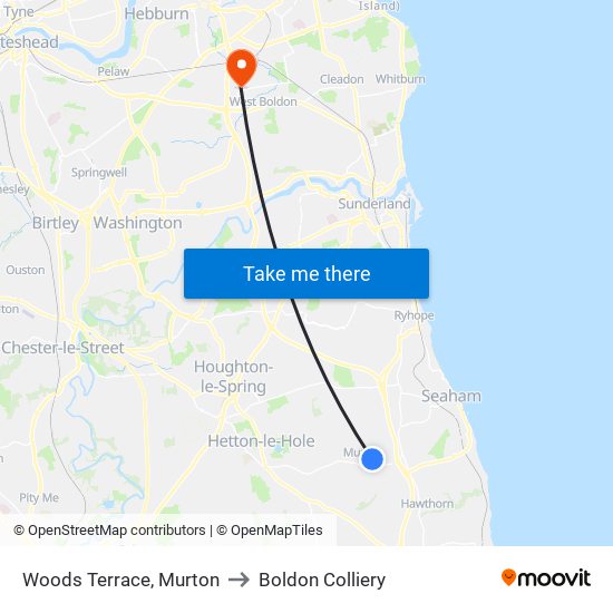 Woods Terrace, Murton to Boldon Colliery map