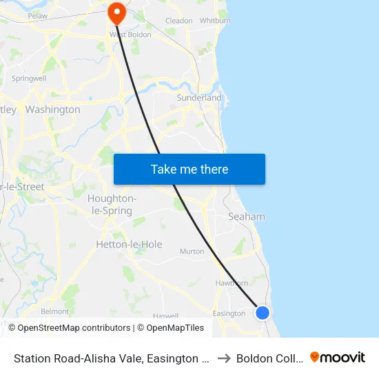 Station Road-Alisha Vale, Easington Colliery to Boldon Colliery map