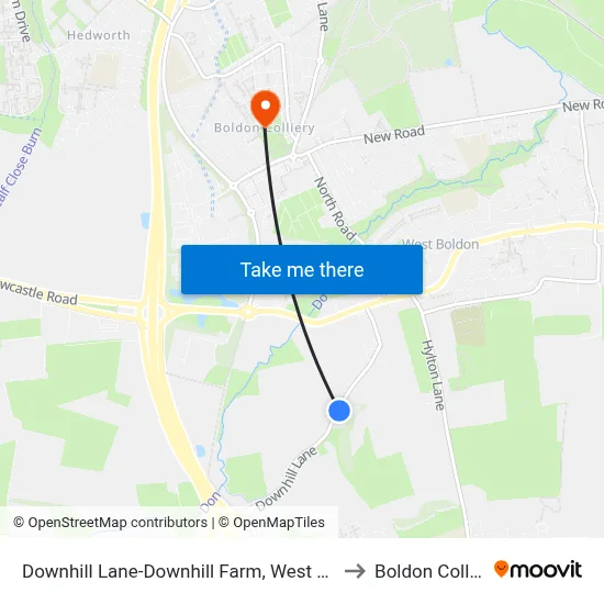 Downhill Lane-Downhill Farm, West Boldon to Boldon Colliery map