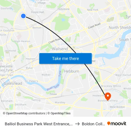 Balliol Business Park West Entrance, Benton to Boldon Colliery map