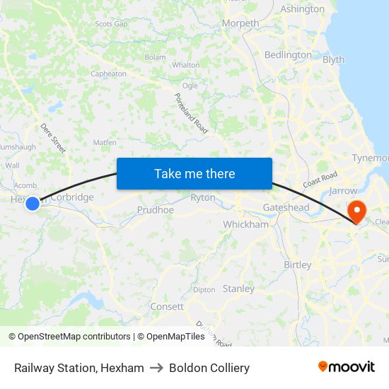 Railway Station, Hexham to Boldon Colliery map