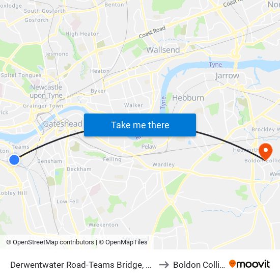 Derwentwater Road-Teams Bridge, Teams to Boldon Colliery map