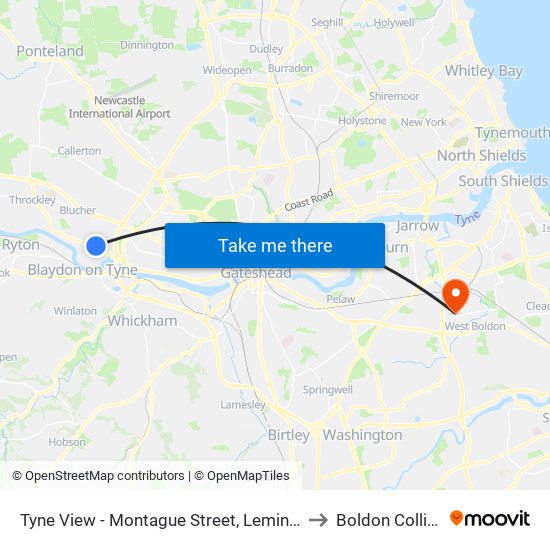 Tyne View - Montague Street, Lemington to Boldon Colliery map