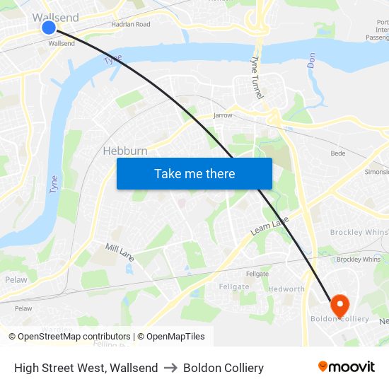 High Street West, Wallsend to Boldon Colliery map