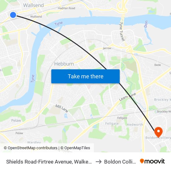 Shields Road-Firtree Avenue, Walkerville to Boldon Colliery map